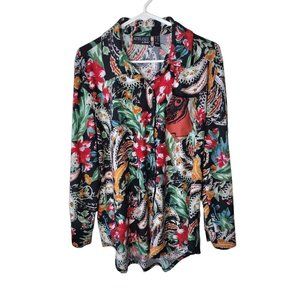 Attitudes By Renee Top Medium Petite Paisley Long Sleeve